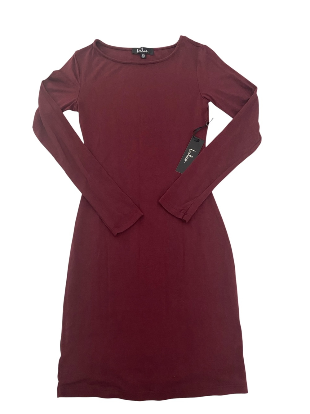 NWT LULUS BURGUNDY BODY CON MINI DRESS SIZE XS